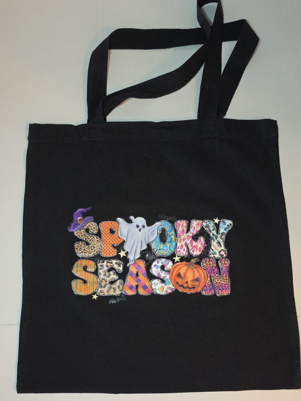 Spooky Season Black Canvas Tote Bag